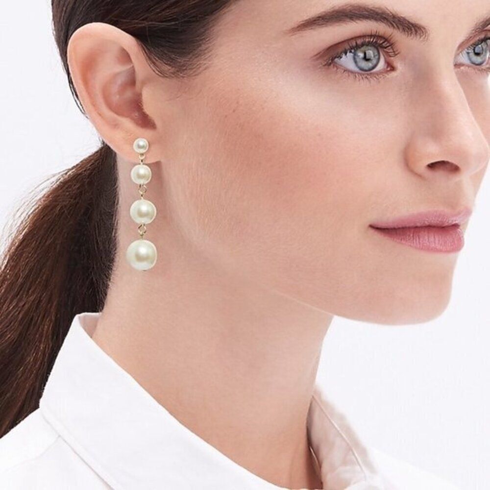 J‎ Crew Women's Pearl Drop Earrings Party Dangle Wedding Bridal Prom